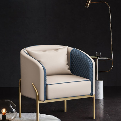HMR - Accent Chair Tufted Upholstered PU Leather in Gold