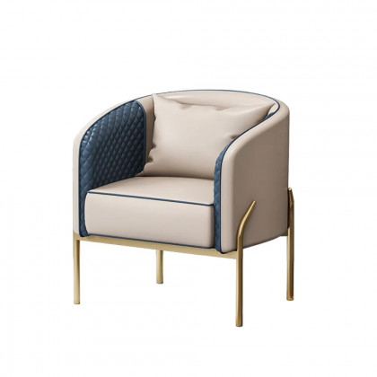 HMR - Accent Chair Tufted Upholstered PU Leather in Gold