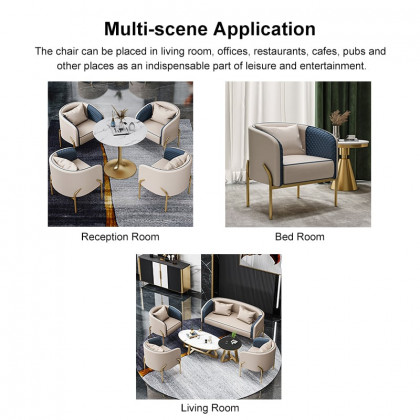 HMR - Accent Chair Tufted Upholstered PU Leather in Gold