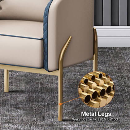 HMR - Accent Chair Tufted Upholstered PU Leather in Gold