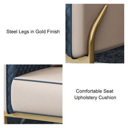 HMR - Accent Chair Tufted Upholstered PU Leather in Gold