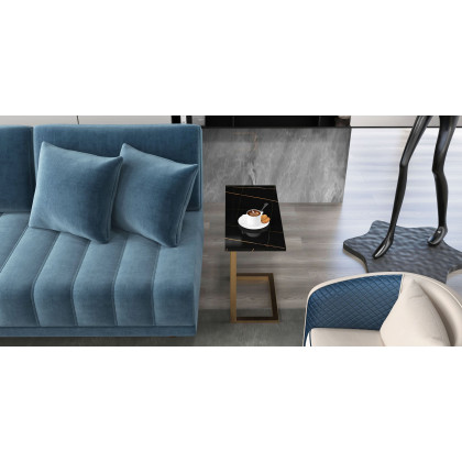 HMR - Accent Chair Tufted Upholstered PU Leather in Gold