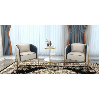 HMR - Accent Chair Tufted Upholstered PU Leather in Gold