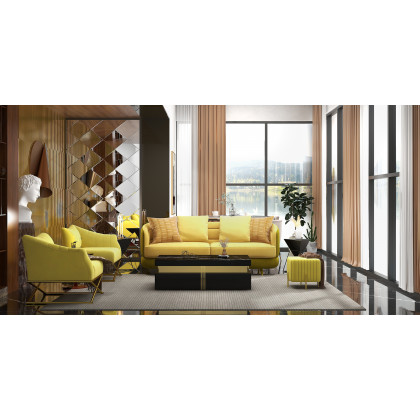 HMR Accent Chair with Velvet Upholstery - Yellow, Style B