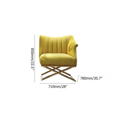 HMR Accent Chair with Velvet Upholstery - Yellow, Style B