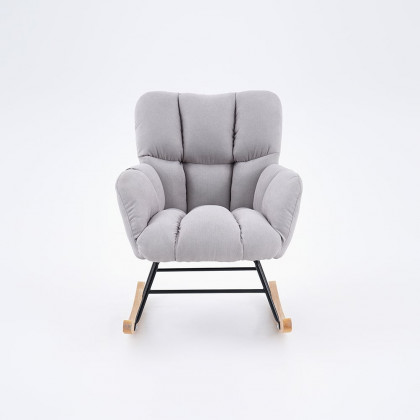 HMR - Rocking Accent Chair Upholstered with Tufted Velvet in Gray