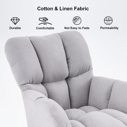 HMR - Rocking Accent Chair Upholstered with Tufted Velvet in Gray
