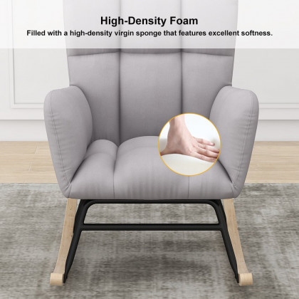 HMR - Rocking Accent Chair Upholstered with Tufted Velvet in Gray