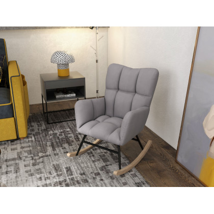 HMR - Rocking Accent Chair Upholstered with Tufted Velvet in Gray
