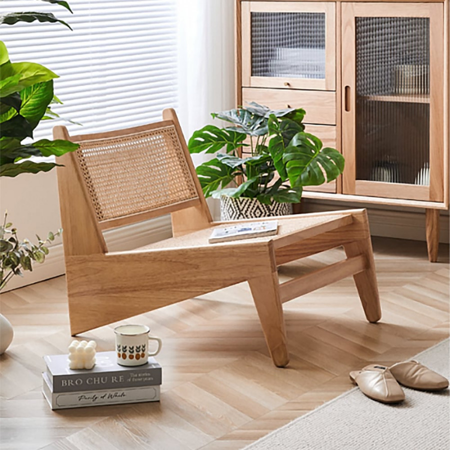 HMR Lounge Accent Chair - Walnut, Rattan