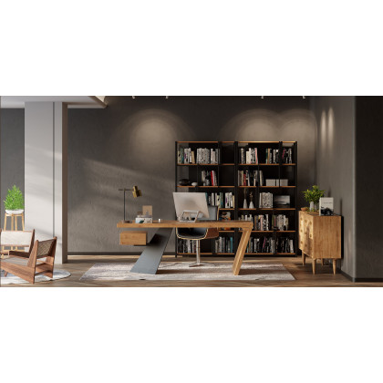 HMR Lounge Accent Chair - Walnut, Rattan