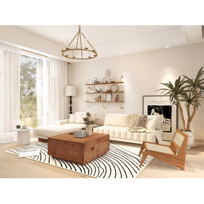 HMR Lounge Accent Chair - Walnut, Rattan