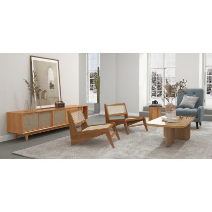 HMR Lounge Accent Chair - Walnut, Rattan