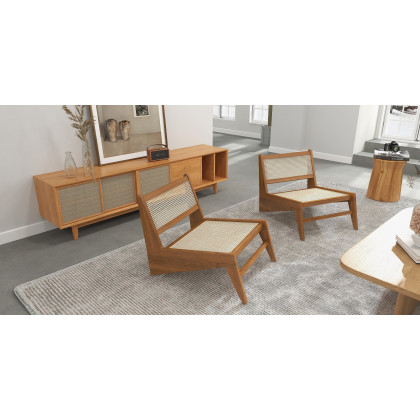 HMR Lounge Accent Chair - Walnut, Rattan