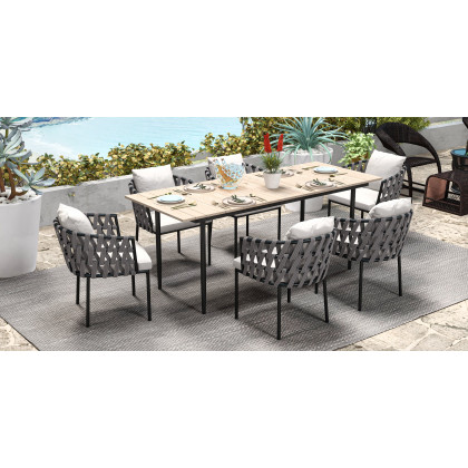 HMR - Outdoor PE Rattan Recliner Chair with Ottoman and Storage (2-Piece Set) in Coffee