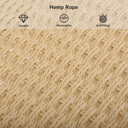 HMR - Folding Recliner Chair Ash Wood Woven Hemp Rope in Natural