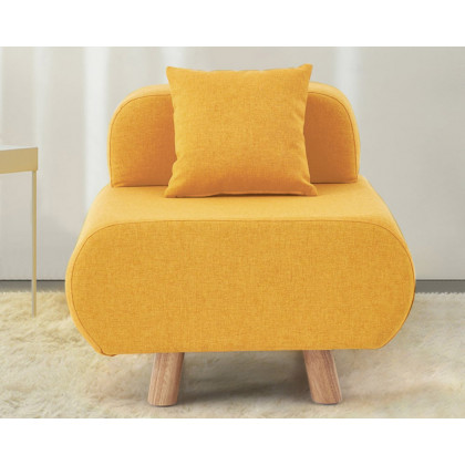 HMR Modern Accent Chair with Cotton & Linen Upholstered and Pillow - Yellow
