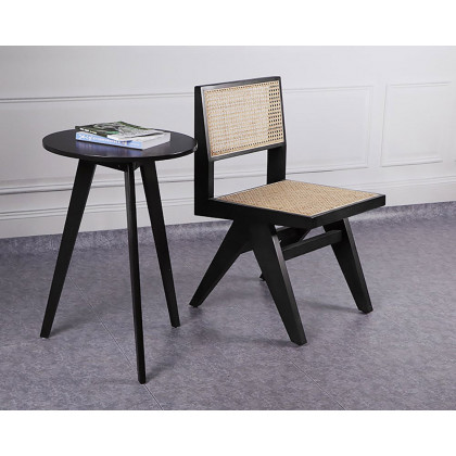 HMR - Archic Modern Chair with Rattan and Ash Wood in Black