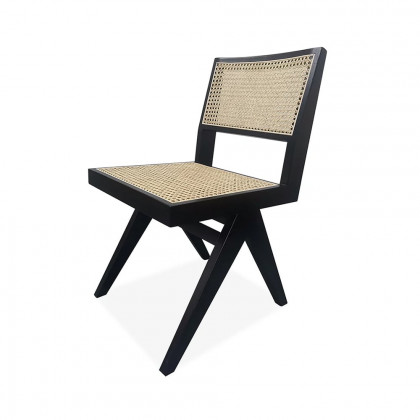 HMR - Archic Modern Chair with Rattan and Ash Wood in Black