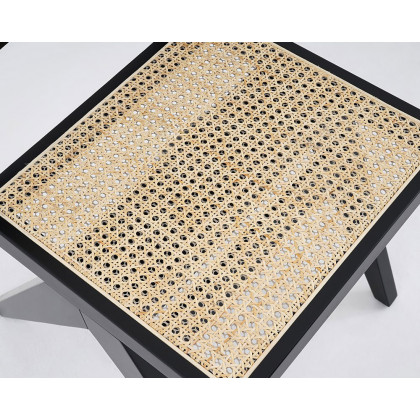 HMR - Archic Modern Chair with Rattan and Ash Wood in Black