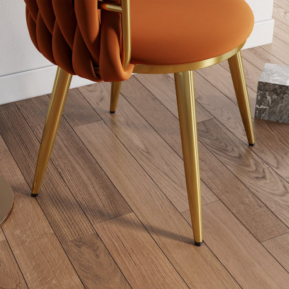 HMR Sweave Nordic Barrel Dining Chair with Velvet Upholstery - Orange