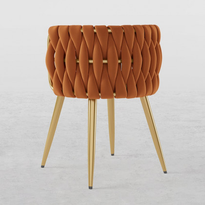 HMR Sweave Nordic Barrel Dining Chair with Velvet Upholstery - Orange