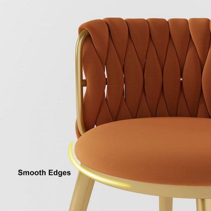 HMR Sweave Nordic Barrel Dining Chair with Velvet Upholstery - Orange