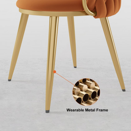 HMR Sweave Nordic Barrel Dining Chair with Velvet Upholstery - Orange
