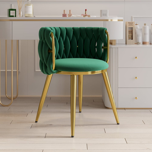 HMR Sweave Nordic Barrel Dining Chair with Velvet Upholstery (Set of 1) - Green