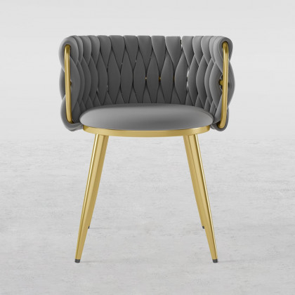 HMR Sweave Nordic Barrel Dining Chair with Velvet Upholstery - Light Gray