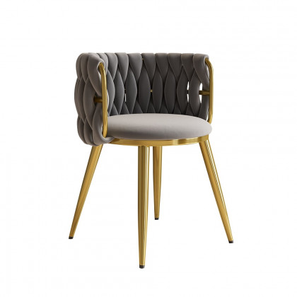 HMR Sweave Nordic Barrel Dining Chair with Velvet Upholstery - Light Gray