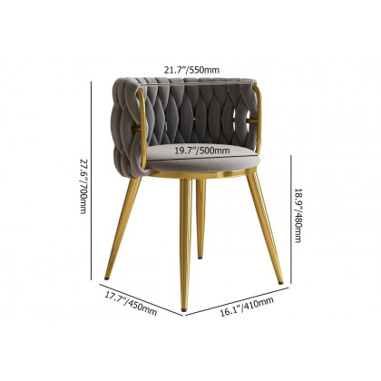 HMR Sweave Nordic Barrel Dining Chair with Velvet Upholstery - Light Gray