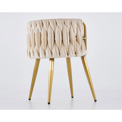 HMR Sweave Nordic Barrel Dining Chair with Velvet Upholstery - Off-White