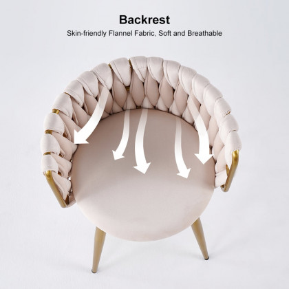 HMR Sweave Nordic Barrel Dining Chair with Velvet Upholstery - Off-White