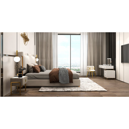 HMR Sweave Nordic Barrel Dining Chair with Velvet Upholstery - Off-White