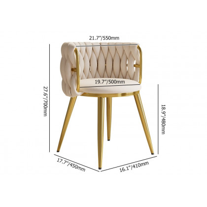HMR Sweave Nordic Barrel Dining Chair with Velvet Upholstery - Off-White