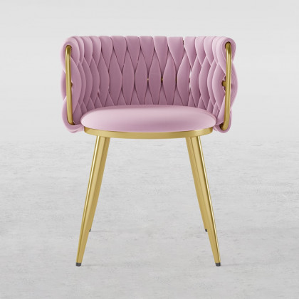 HMR Sweave Nordic Barrel Dining Chair with Velvet Upholstery - Pink