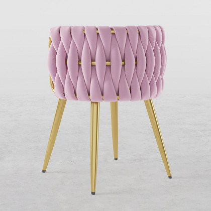 HMR Sweave Nordic Barrel Dining Chair with Velvet Upholstery - Pink