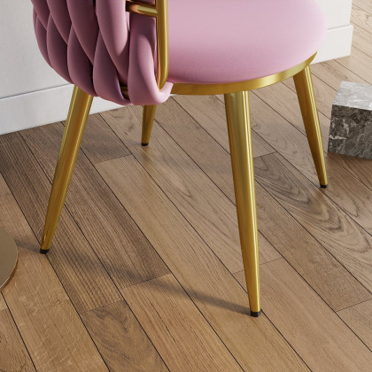HMR Sweave Nordic Barrel Dining Chair with Velvet Upholstery - Pink
