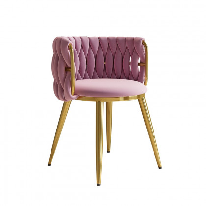 HMR Sweave Nordic Barrel Dining Chair with Velvet Upholstery - Pink