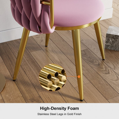 HMR Sweave Nordic Barrel Dining Chair with Velvet Upholstery - Pink