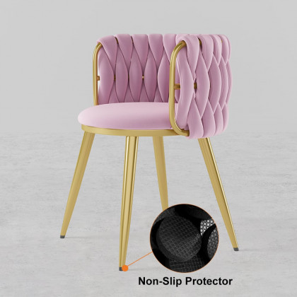 HMR Sweave Nordic Barrel Dining Chair with Velvet Upholstery - Pink