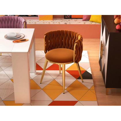 HMR Sweave Nordic Barrel Dining Chair with Velvet Upholstery - Pink