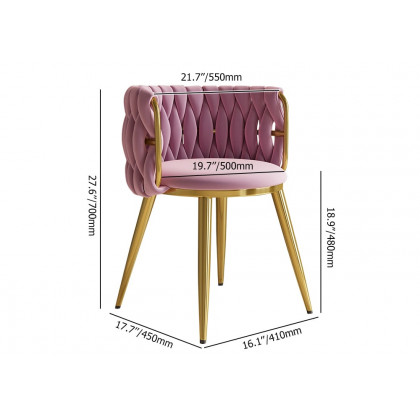 HMR Sweave Nordic Barrel Dining Chair with Velvet Upholstery - Pink