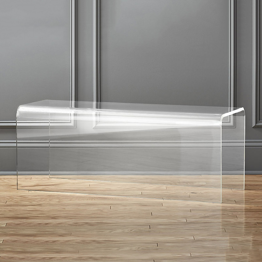HMR - Modern Minimalist Acrylic Backless Entryway Bench 42.1" in Clear