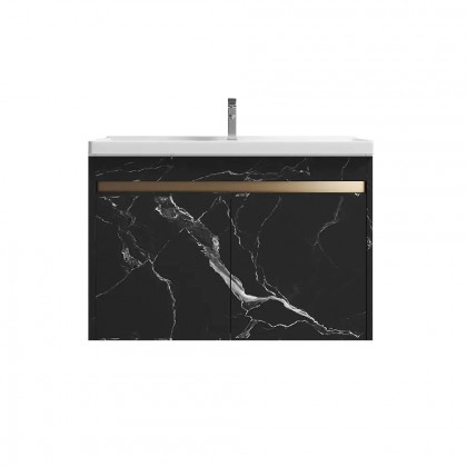 HMR - 40" Floating Bathroom Vanity with Ceramic Top and Drop-in Sink in Black