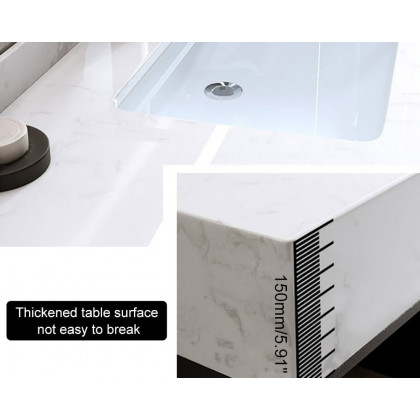 HMR - 39.4" Modern Floating Bathroom Vanity Set with Ceramic Sink 2 Drawers & Open Shelves