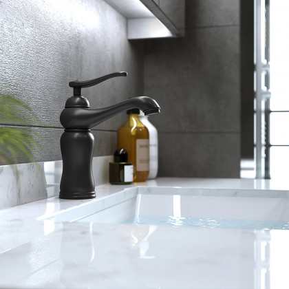 HMR - 36" Floating Bathroom Vanity with Sink Wall Mounted in Faux Marble Vessel