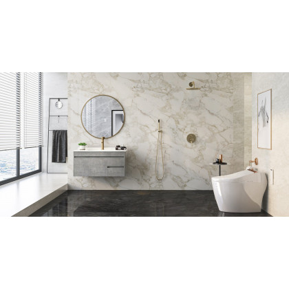 HMR - 36" Floating Bathroom Vanity with Sink Wall Mounted in Faux Marble Vessel