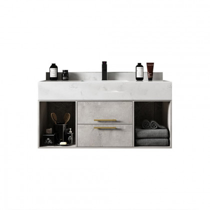 HMR - 40" Floating Bathroom Vanity with Sintered Stone Top in Gray